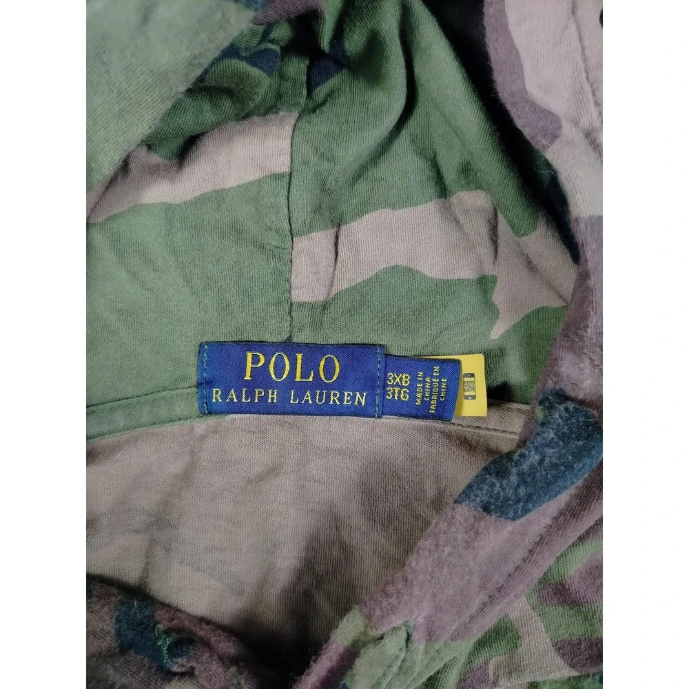 Polo Ralph Lauren Hoodie Mens Big 3X Green Camo Hooded Long Sleeve Casual